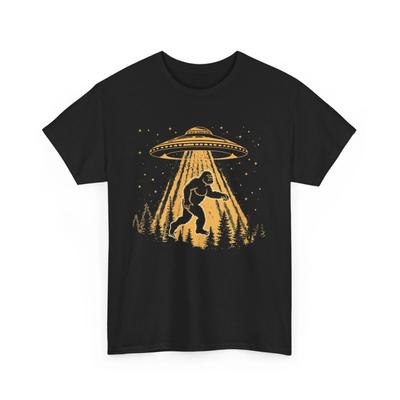 Bigfoot & Alien Shirt | UFO Scene T-Shirt | Alien Graphic Tee | Abduction Shirt