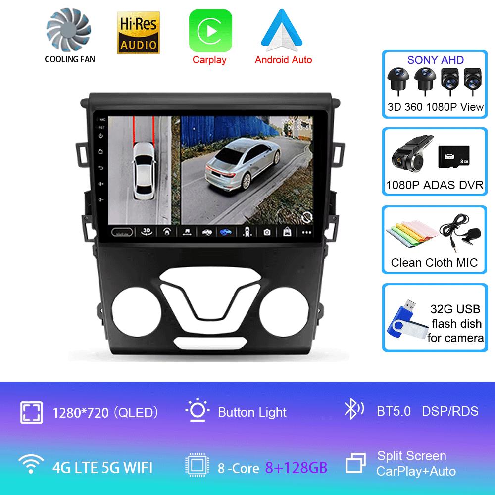 Car Radio Android 14 Carplay Auto 4G WIFI GPS For Ford Mondeo 5 Fusion 2012-2019 Multimedia Player Video Stereo Head Unit 2din