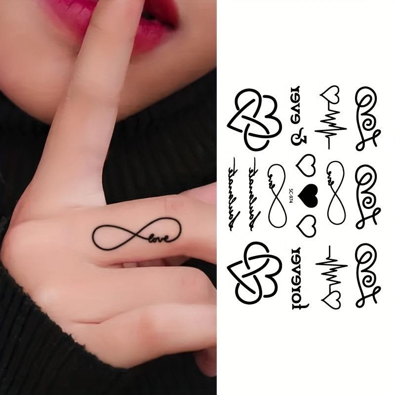 2PCS Men's and Women's Temporary Tattoos, Love and Heartbeat Designs, Waterproof and Lasting Fake Tattoo Stickers Body Art Decals