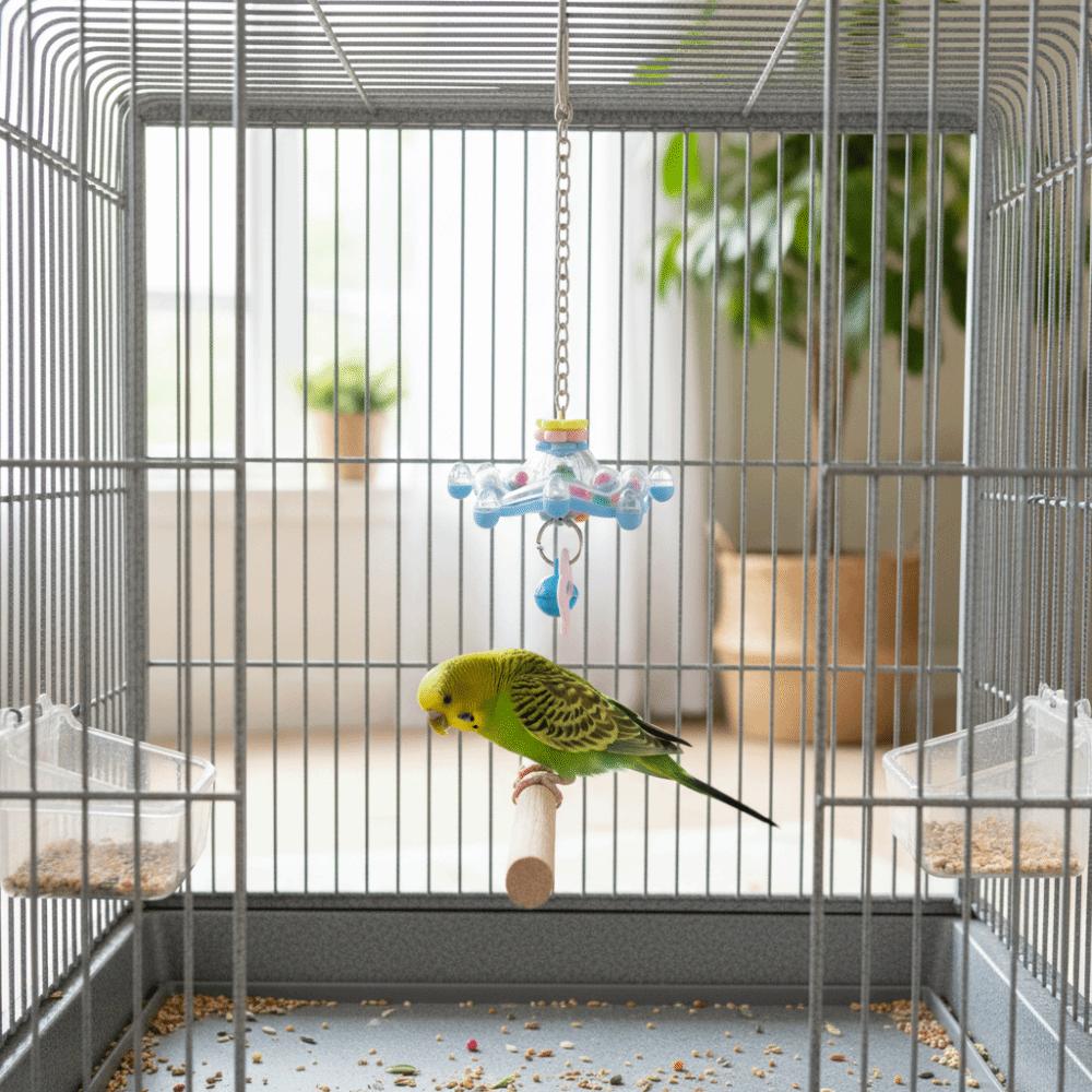 Rotating Hanging Foraging Ball Plastic with Bell Bird Cage Toy Detachable Bite Resistant Parrots Chew Swing Birdcage Decor