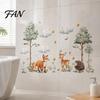 Self Adhesive Wall Murals for Baby Room Watercolor Forest Animals Stickers, Cute Fox Deer Hedgehog PVC Waterproof Decals, Theme Art Children