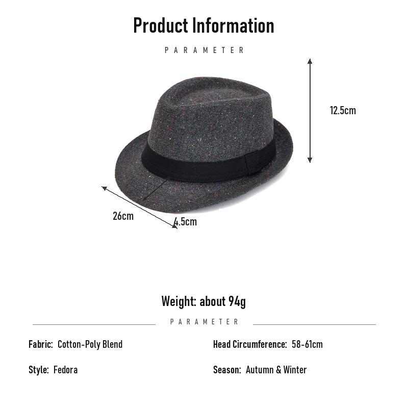 Vintage Tweed Fedora Hat for Men Warm Winter Jazz Cap British Style