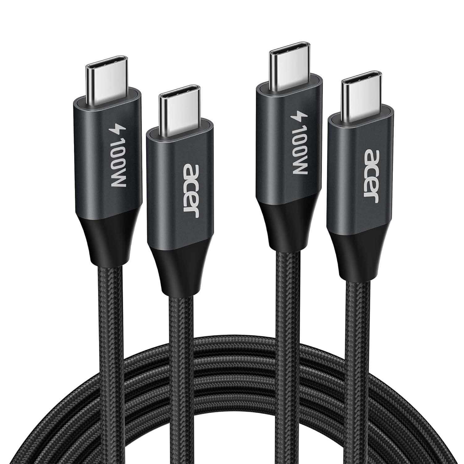 

of acer USB Fast PD Nylon USB C to Compatible with iPhone MacBook Galaxy 480Mbps Data Transfer [Set 2] Type-C Cable, 100W/5A, 1m, 2m, 3m, Charging, чорний