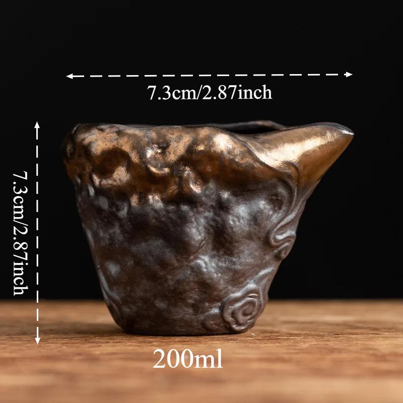

Coarse Pottery Teapot Circular Tea Maker Tea Strainer Chinese Auspicious Cloud Pattern Half Handmade Gilding