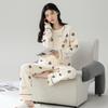Cotton Pajamas Set Women Loose Fit Sleepwear Long Sleeve Two-Piece Loungewear Home Wear Comfortable Outfit Plus Size Options Breathable Fabric