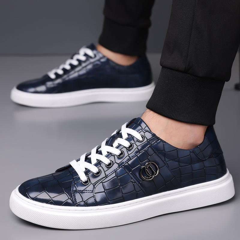 Fashion Men's Leather Casual Shoes Big Size 48 Luxury Designer Board Shoes Man Brand Shoes Lace-up Flat Summer Sneakers For Man