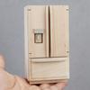 Dollhouse Miniature Items Wooden Doubledoor Refrigerator Mini Double-door Fridge Model Freezer 1:12 Doll House Kitchen Decor Toy