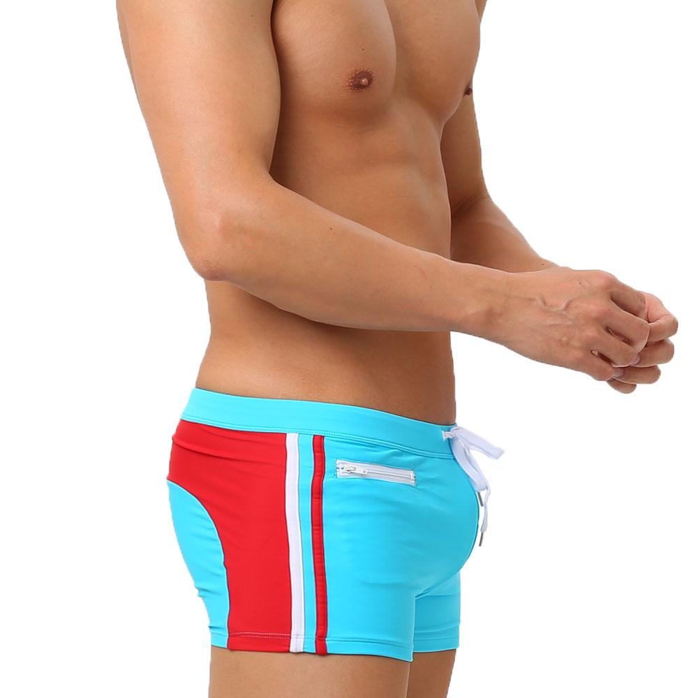 Pánské plavky přední kapsa fit Sexy plavky plážové oblečení opalování Surfování