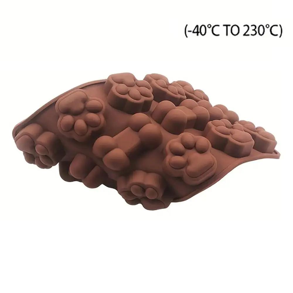 Silicone Chocolate Mold Dog Bone Cat Paw DIY Cake Baking Tool 14 -grid Temperature Resistance -40~ 230°C Pudding Jelly Mold
