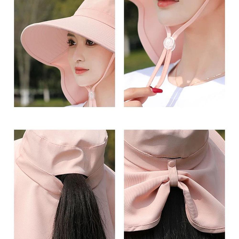 Sun Hat For Women With Neck Flap UPF 50+ UV Protective Hiking Beach Shawl Sunscreen Cap Wide Brim Ponytail Travel Fisherman Hat