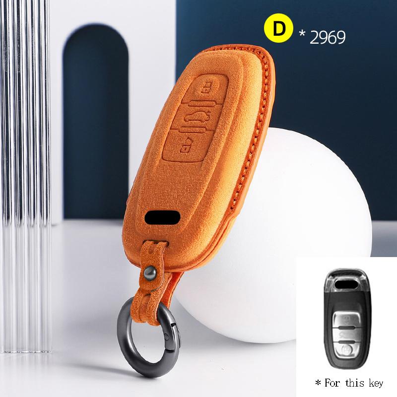 Car Key Case Fob for A6 A4 A5 A7 A8 C8 Q8 8S 8W Q7 B9 4M S5 S4 S7 D5 TT TTS TFSI E-Tron Suede Remote Car Key Case Shell