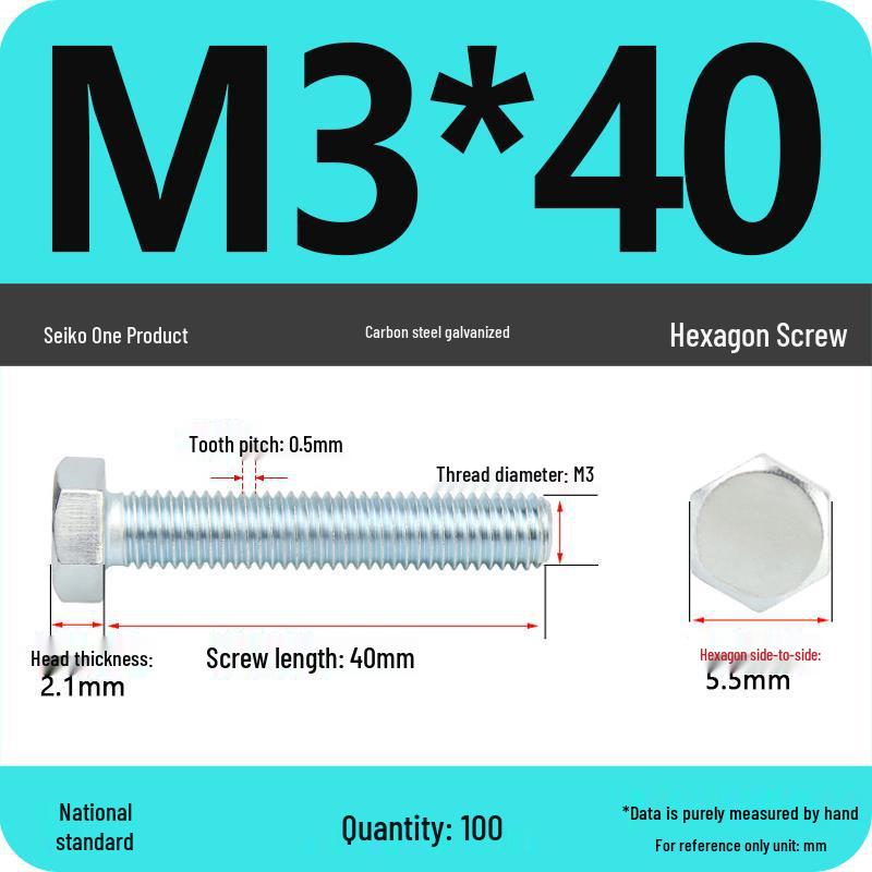 8.8 Grade Galvanized Hex Head Bolt, High-Strength M4-M30