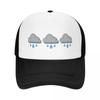 Retro Pixel Grumpy Rain Cloud Weather Icon Design Baseball Cap Foam Party Hats Military Cap Man Mens Cap Women'S
