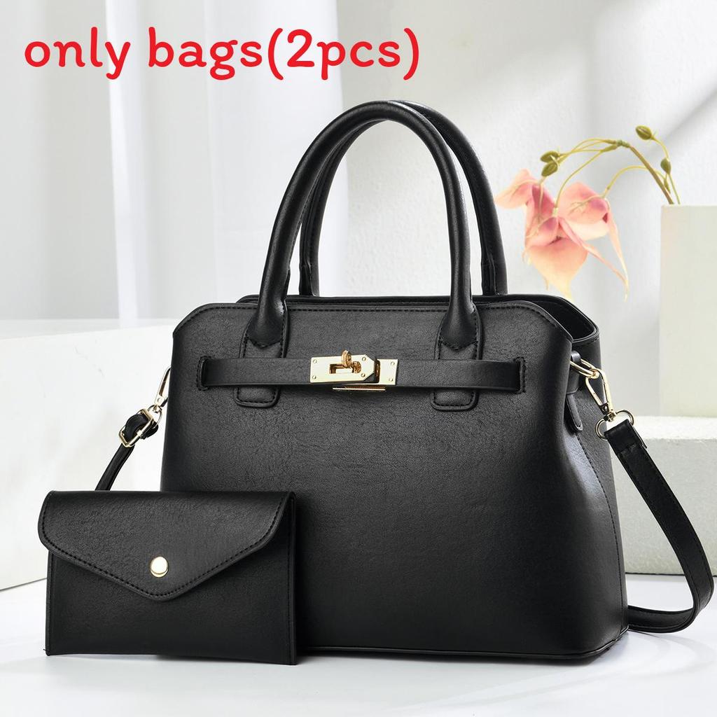 Urban Minimalist Pu Handheld Tote With Inner Compartments For Daily Use Black