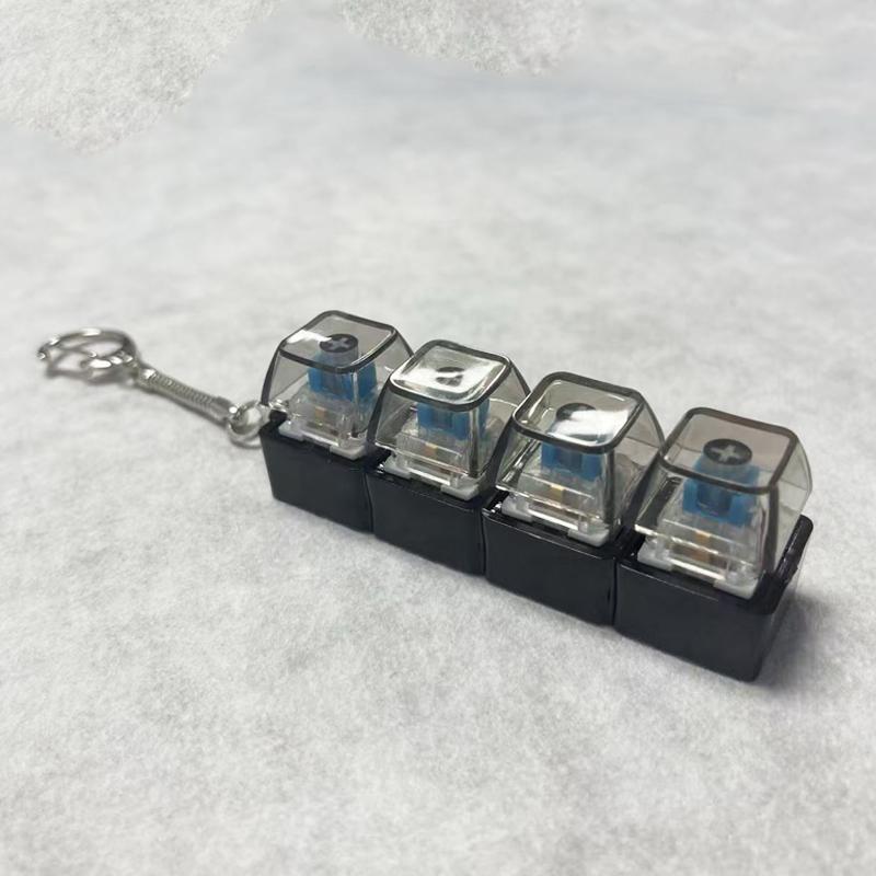 4Keys Keyboard Key Irritability Toy, Finger Pressure Relief Button, Adult Offi Stress-relieving and Calming Key Chain Gift