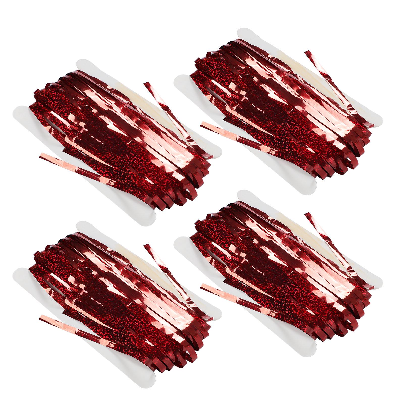 Набор из 4 шт. Мишура Занавес для двери Складной Многоразовый Металлический Мишура Фольга Бахрома Занавес для Вечеринок красный