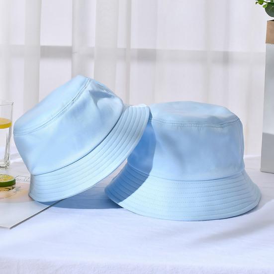 Wide Brim Round Dome Sunscreen Bucket Hat Unisex Summer Solid Color Fisherman Hat Fashion Accessories