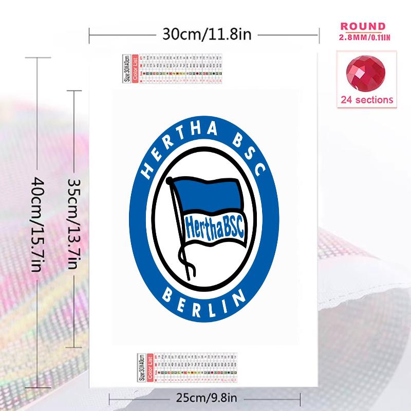 Hertha BSC Berlin Pattern 3pcs 100% Round Full Drill 5D DIY Diamond Painting Embroidery Cross Stitch Rhinestone Décor