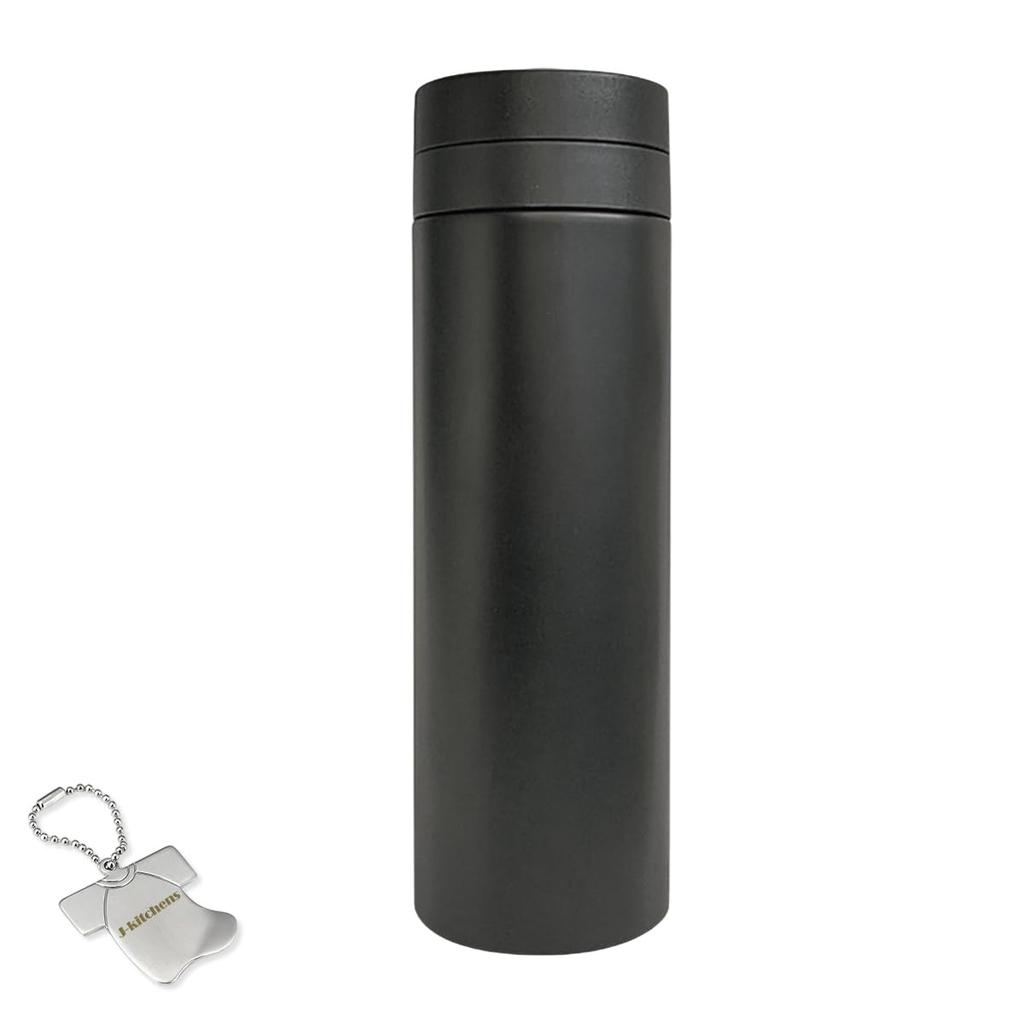 Stainless Steel Water Bottle Insulates Hot and Cold Double Vacuum Includes Original Tag J-Kitchens Mug, 500ml, Water, Insulation, Black,
