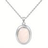 Natural Crytral for Womens Pendant Necklace Natural Stone Necklace Stone Elliptic Silver Plated Necklace Classic Jewelry Gift