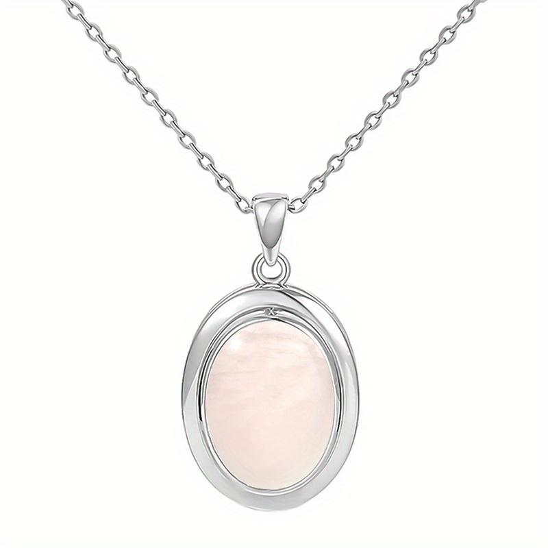 Natural Crytral for Womens Pendant Necklace Natural Stone Necklace Stone Elliptic Silver Plated Necklace Classic Jewelry Gift