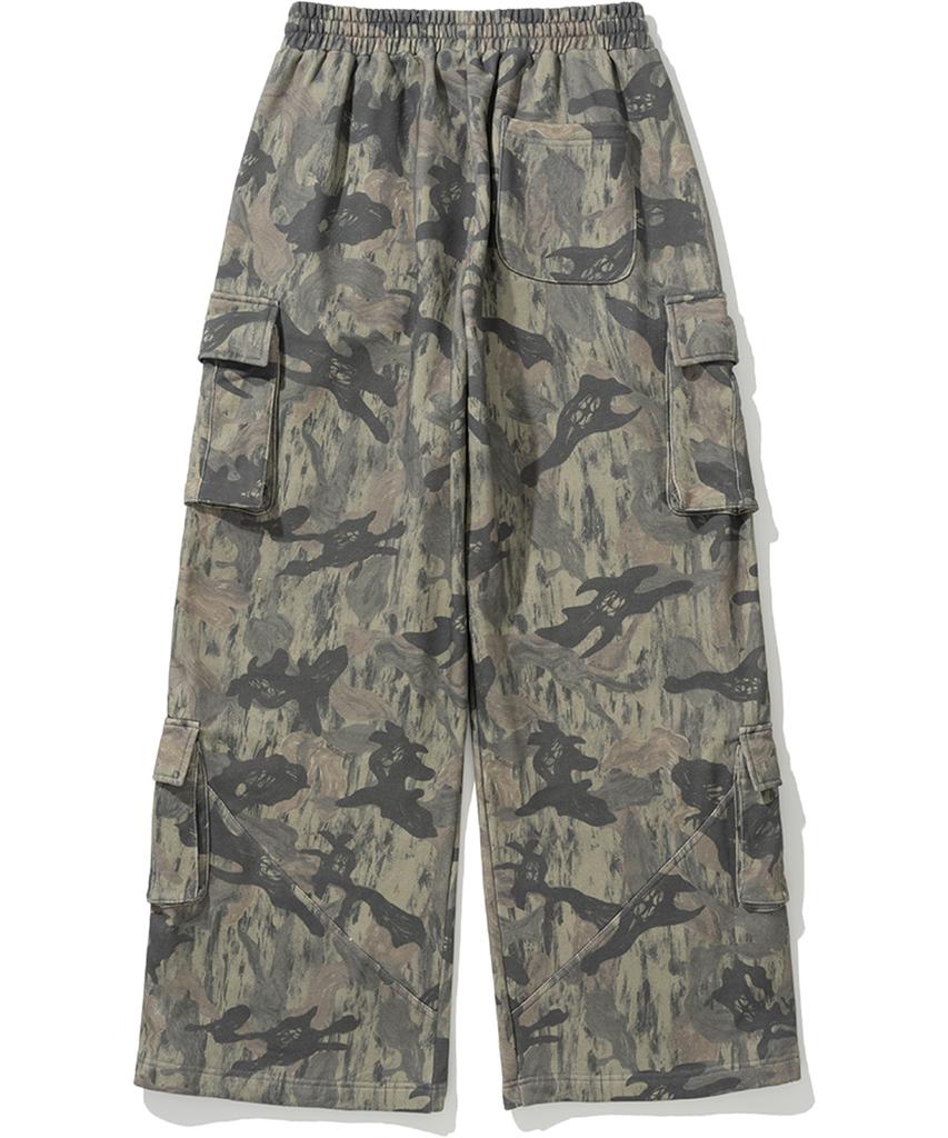 NOT4NERD Camo Incision Multi Cargo Sweat Pants - Khaki