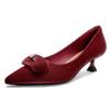 High Heels Women's Thin Heels Red Wedding Shoes New Small Heels Soft Leather Shallow Mouth Pointed Single Shoes