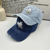 Cute Cartoon Rabbit Baseball Cap Men and Women Washed Denim Couple Soft Top Big Head Curved Brim Cap Men