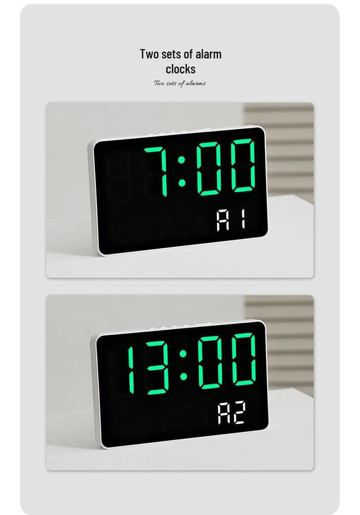 GH9007 LED Clock: Large Screen, Wall-Mount/Tabletop, Temp/Humidity Display, Multifunctional Alarm