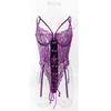 Purple Floral Lace Garter Lingerie Set Bodysuit Women Intimates  Underwire Bra And Thongs Ladies Underwear Set