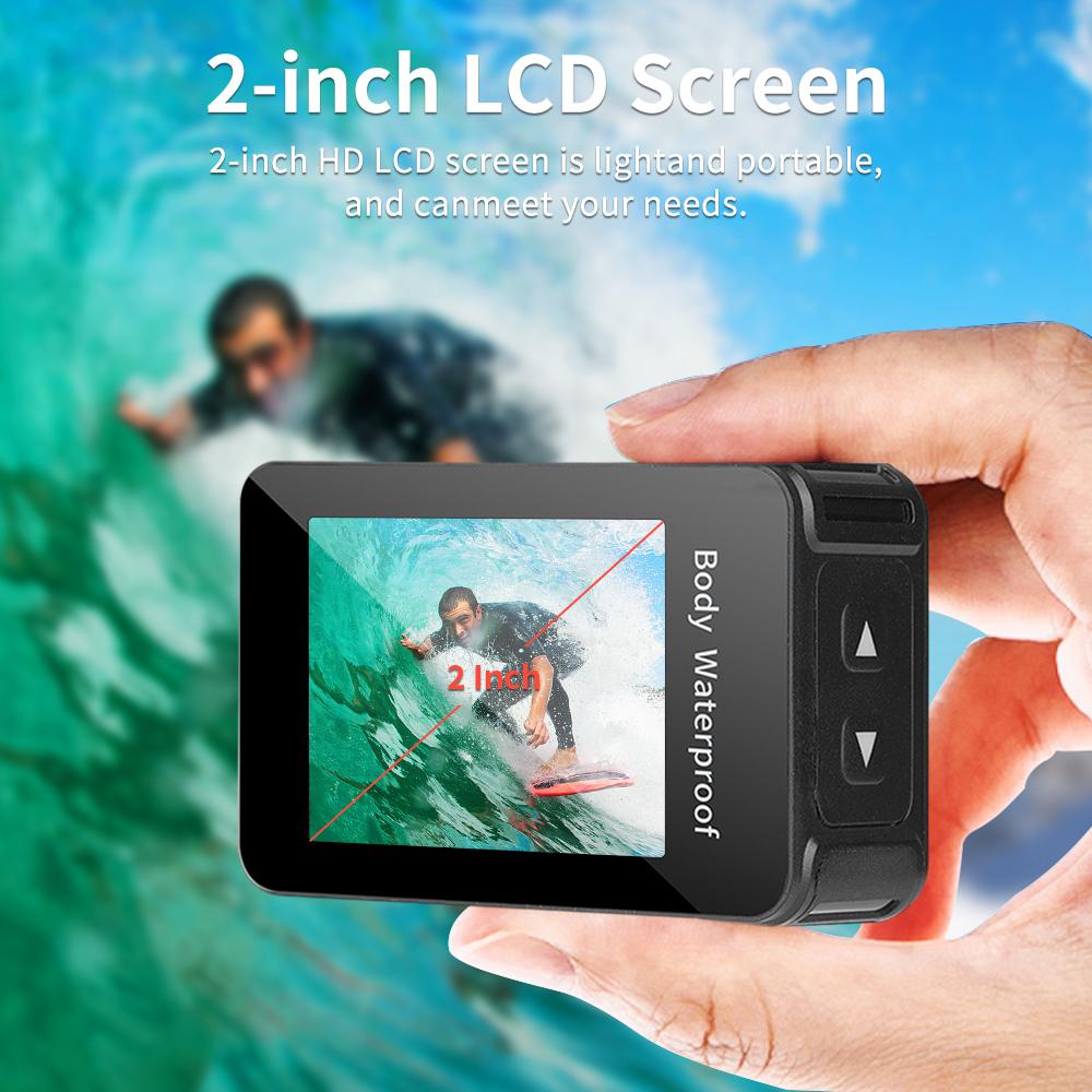 Cameră Sport HD WiFi, Ecran de 2.0 inch, Obiectiv cu unghi larg de 150 de grade, Rezistentă la apă pentru filmare subacvatică și înregistrare montată pe cască