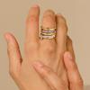 Luxury Cubic Zirconia Stainless Steel Double Color 5 Links Stacked Rings for Women Gold Plated Waterproof Jewelry Party Gifts
