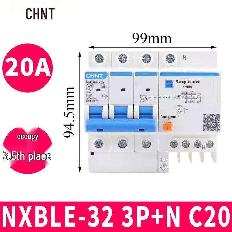 Chint Leakage Protector Circuit Breaker: 2P, 1P3P+N, 4P with Leakage Protection (32A, 20A, 40A, 63A) Air Switch