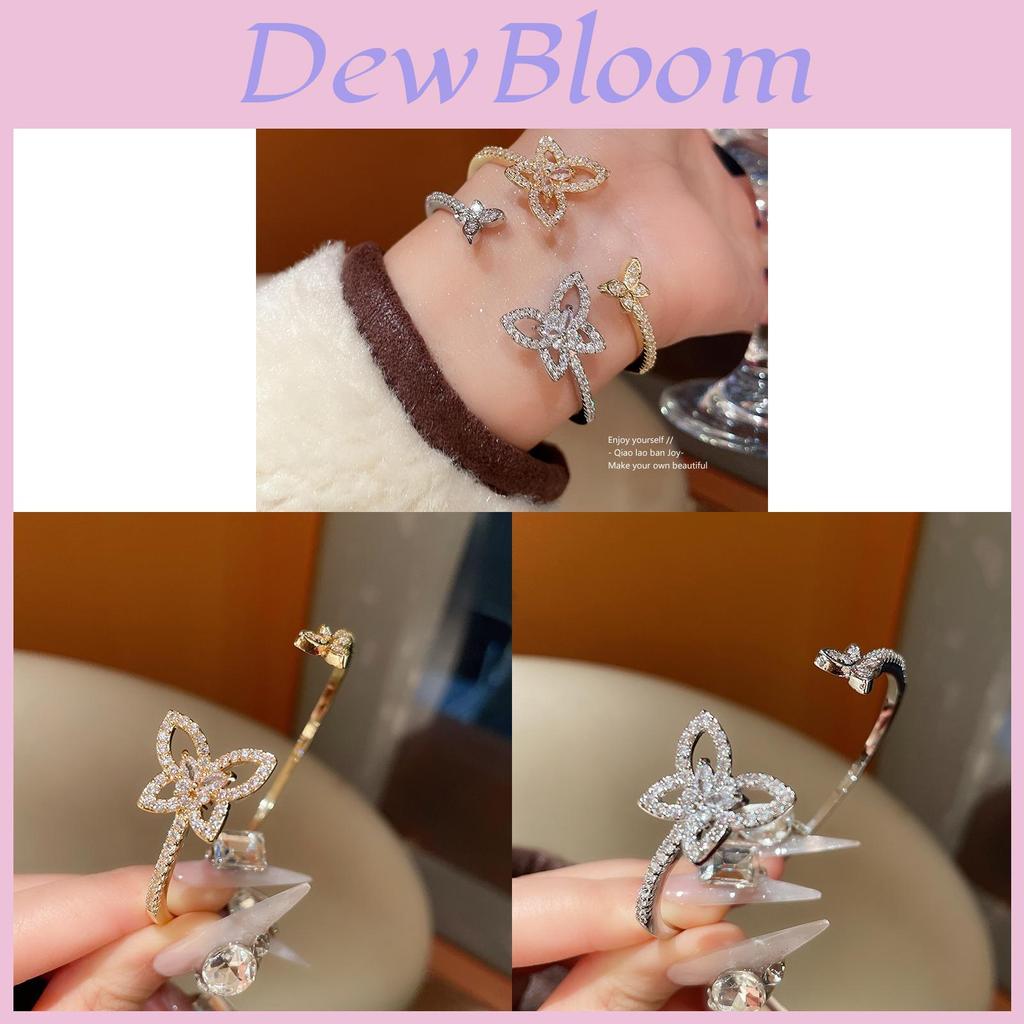 Elegant Butterfly Copper Bracelet With Zircon Inlay For Casual Daily Wear