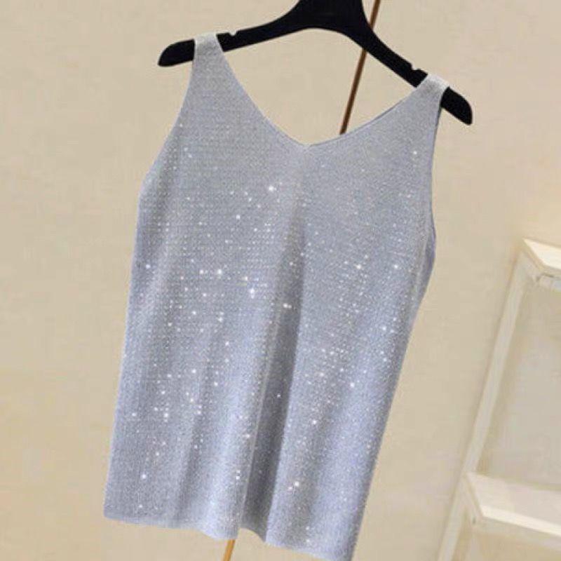 Korean Style Ice Silk Knit Sleeveless Loose Vest Top