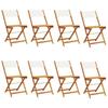 VidaXL Chaises de jardin pliantes lot de 8 tissu et bois massif, siège de jardin, chaise de patio, chaise à manger de 3214612