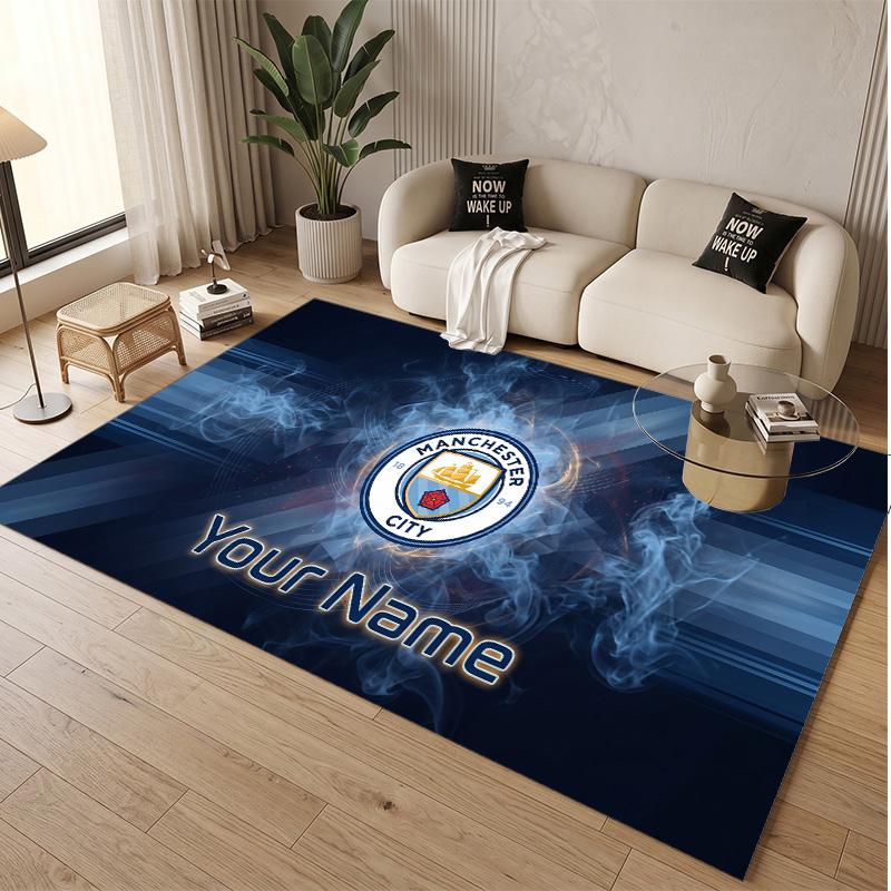 Personalized Crystal Velvet Carpet Manchester City Pattern Non Slip Floor Rug