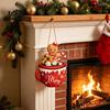Christmas Party Theme Decor Wooden Hanging Sign, Cute Gingerbread Man Hot Cocoa Mug Welcome Door Rustic Holiday Sign Hanger for Indoor Outdoor