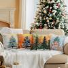 Watercolor Christmas Tree Illustration Pillowcase Bedroom Cushion Cover 100% Polyester Living Room Cushion Pillowcase Home Decor