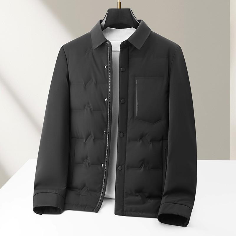 Mens Winter Down Jacket Lightweight Style Turn-Down Collar Casual Warm Coat 85% Nylon 81-85% Duck