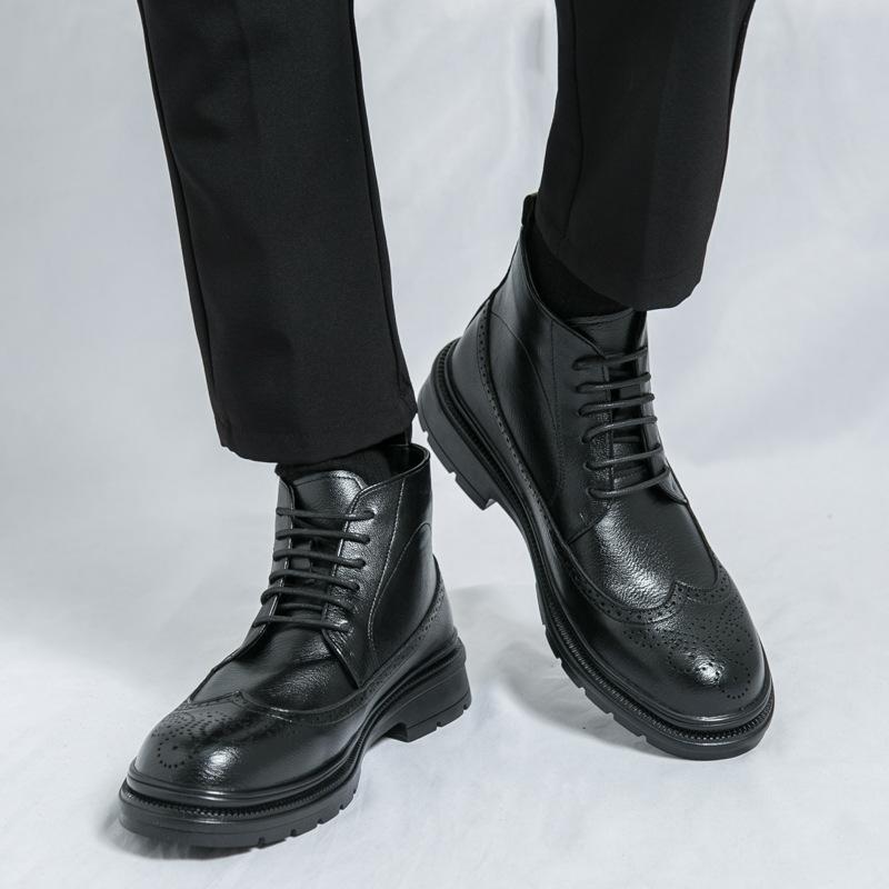 Men's shoes Brock high-top leather shoes British Martin boots Korean version pointed casual trendy shoes fashion dress shoes