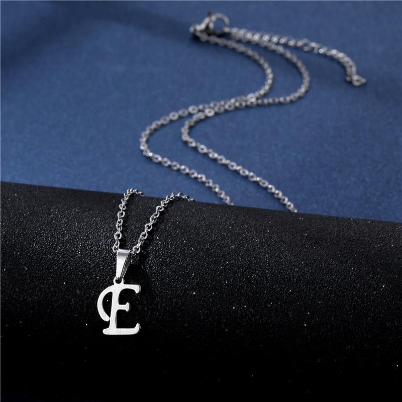 Fashion Initial Letter Pendant Necklace for Women Simple Stainless Steel Letter Glossy Clavicle Chain Choker Necklaces Jewelry