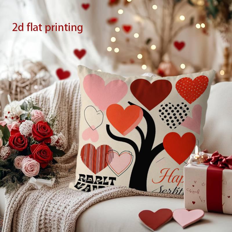 Poduszka z wzorem Drzewa Serca do Dekoracji Walentynkowej Poszewka na Poduszkę Odpowiednia do Sofy Sypialni Samochodu Poszewka na Poduszkę