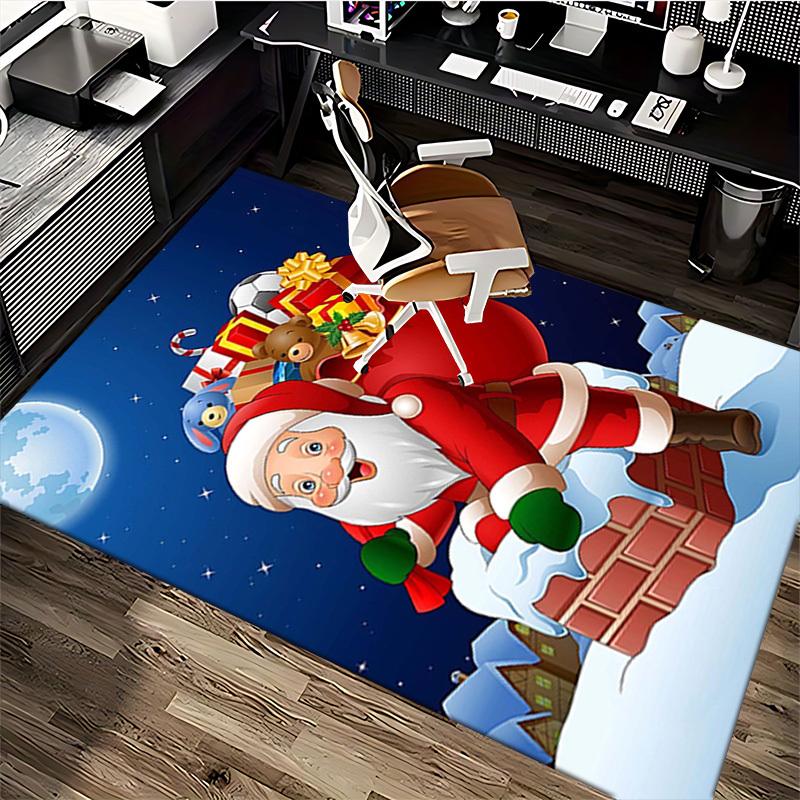 Christmas Santa Claus Chair Mat - Anime Cartoon Design, Non-Slip Carpet for Office, Home Decor, Living Room, Bedroom, Game Room & Dormitory.R099