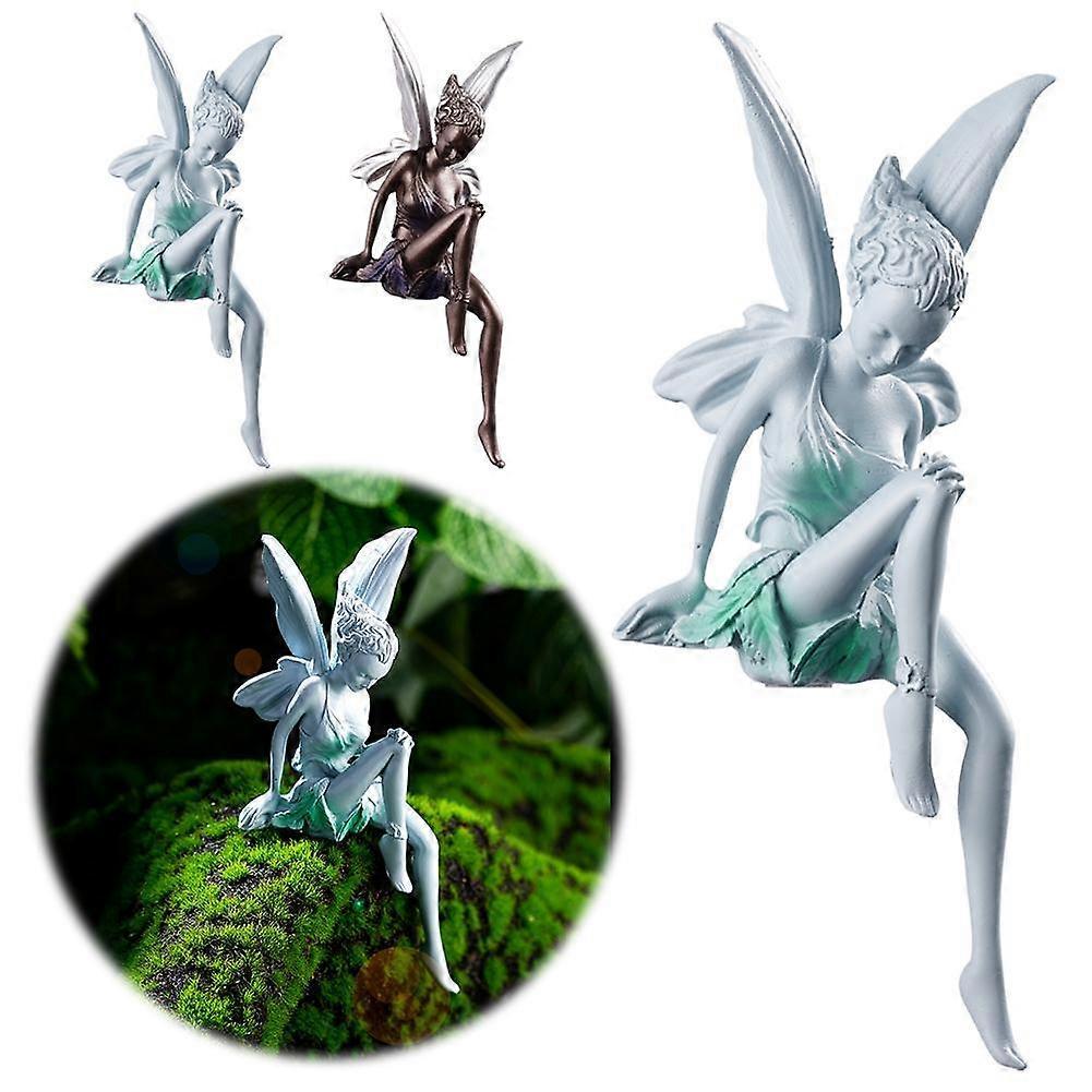 Home Decor Flute Fairy Sitting Garden Statue Outdoor Resin Sculp