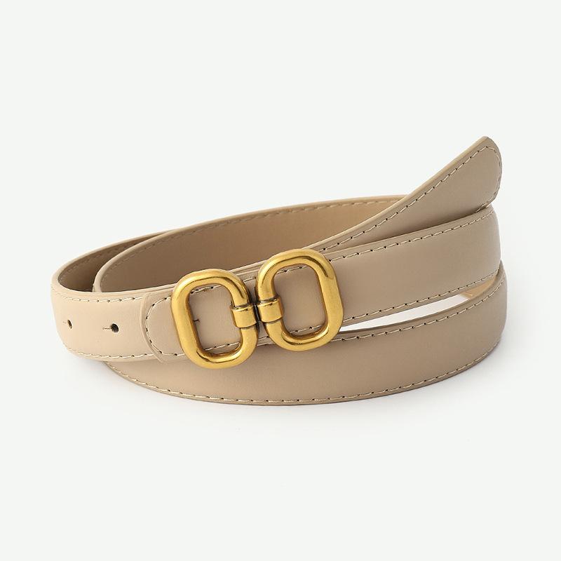 

8-символьная пряжка, однотонный ремень, украшение в стиле ретро, золотая пряжка, украшение для джинсов, платье, ремень для женщин Length 103 Width 2.4 бежевый