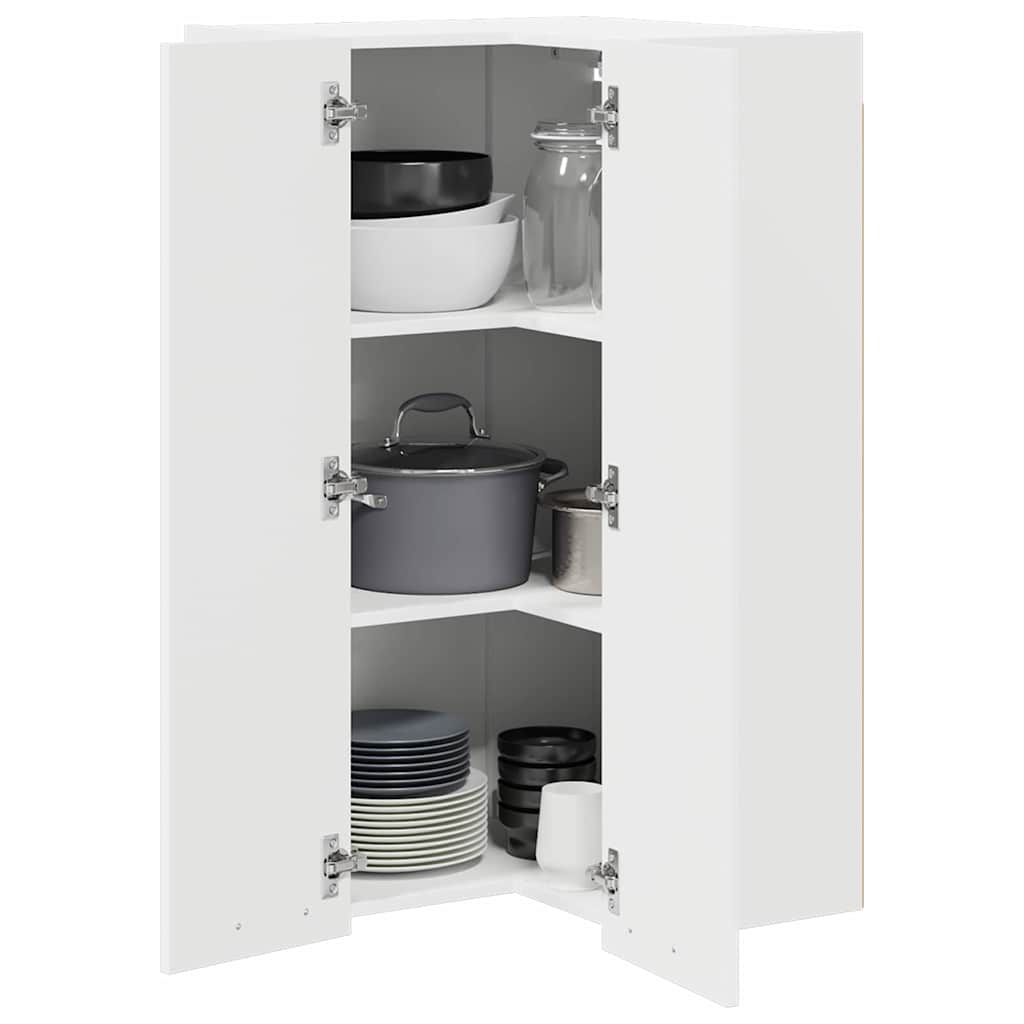 Hanging Corner Cabinet with Storage White 57 X 57 X 100 Cm Engineered Wood