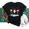 Polyester  100% New Christmas Happy Christmas Tree Santa Claus Casual and Fashionable Round-neck Short-sleeved Women's Base Tops