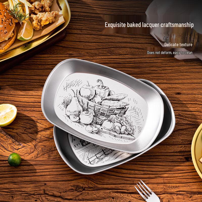 ZISIZ Retro Silver Boat-Shaped 3-Compartment Serving Tray