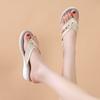 New Sandals Women's Metal Buckle Beach Wear Herringbone Sandals Women's Summer Slope Heel Casual Women's Cool Slippers
